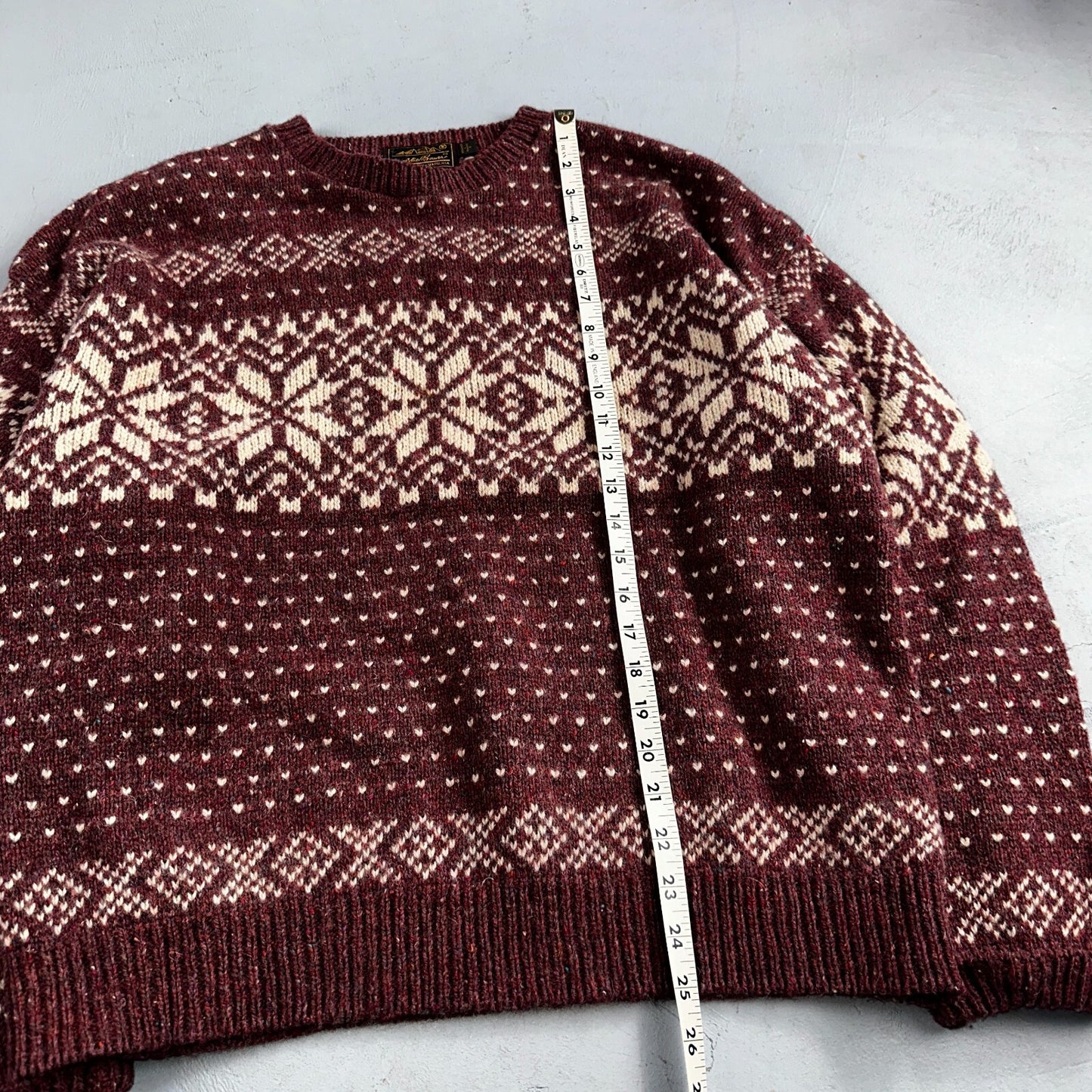 Eddie Bauer Vintage 90s Womens Large Wool Nordic Fair Isle Pullover Sweater