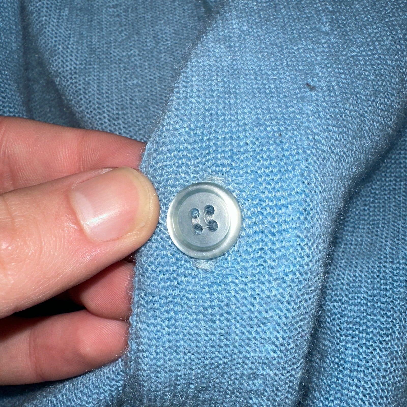 VTG Rare Pacific Scene Cardigan Sweater Solid Light Blue 80s RARE Ocean