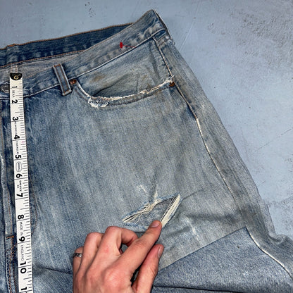 Levis 501 Vintage Y2K XX Straight Leg Jeans Blue Light Wash 38x34 Act 38x32