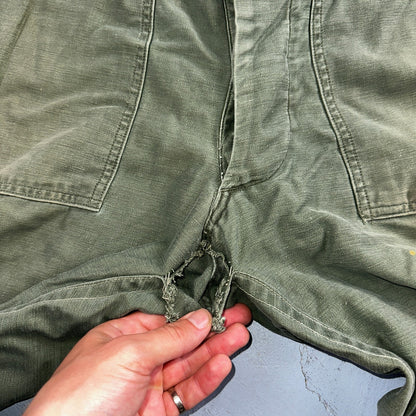 Vintage 1960s 70s Vietnam OG 107 Fatigue Pants 60s Missing Button Fly Act 32x31