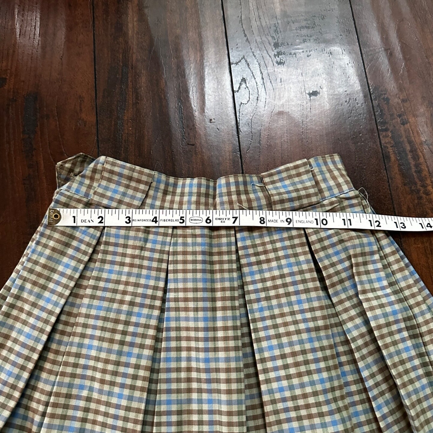 VTG USA Rockabilly Womens Dress Skirt 60s 70s Bottom Plaid Checker Pleated Cute