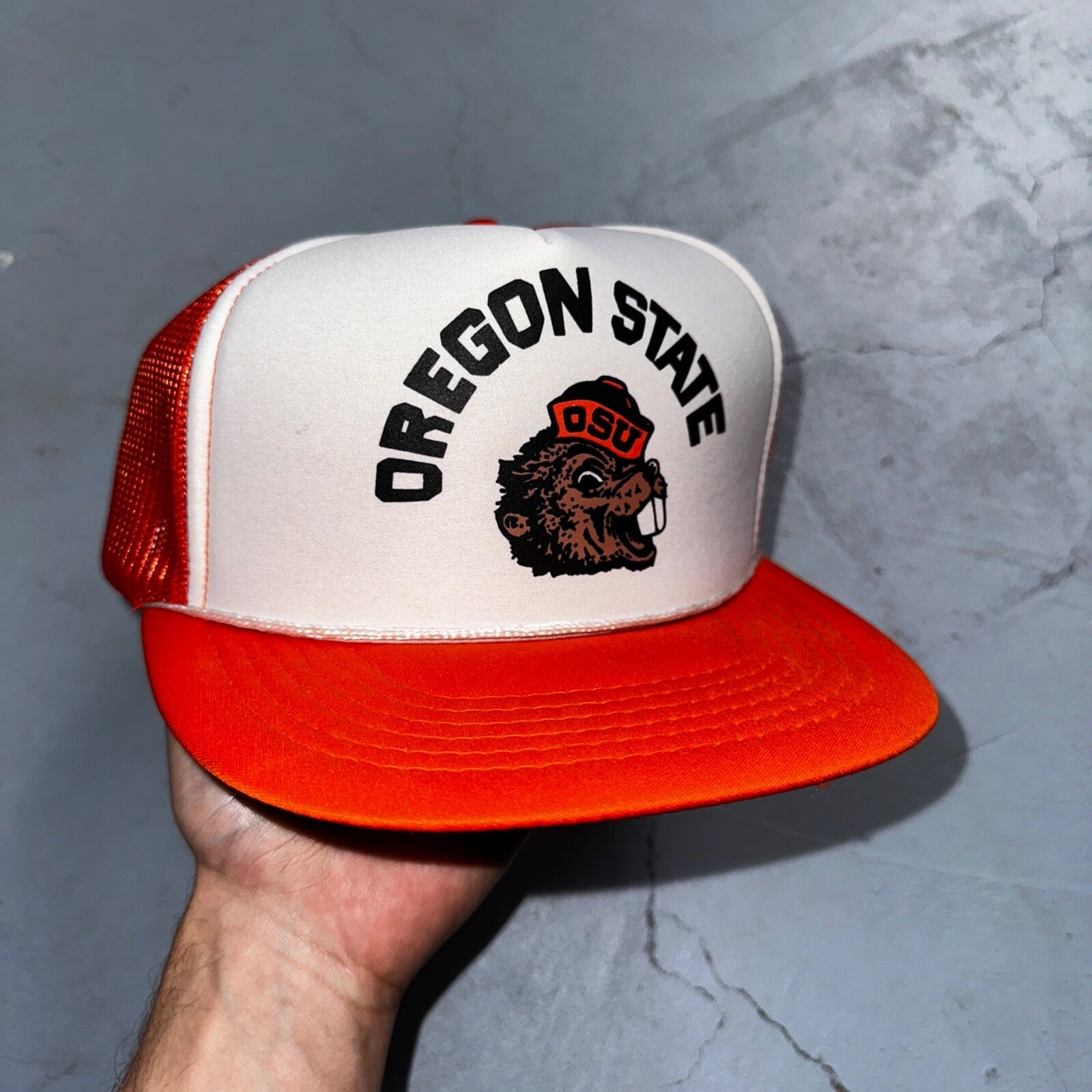 OSU Oregon State Beavers VTG Hat Cap Snapback Orange White 80s PDX Corvallis