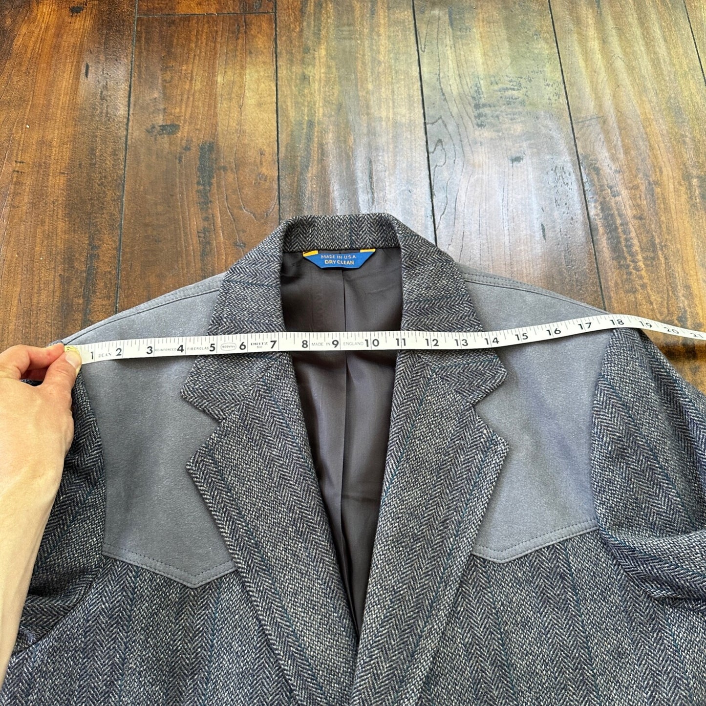 VTG Pendleton Blazer Men's 44 Wool Sport Coat USA Blue Gray Knit Button-Up 70s