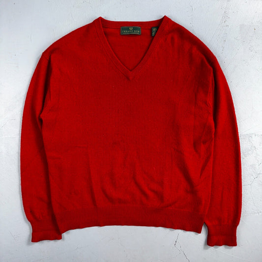 Embassy Row Sweater Men's L Red Cashmere Wool Knit V Neck Pullover