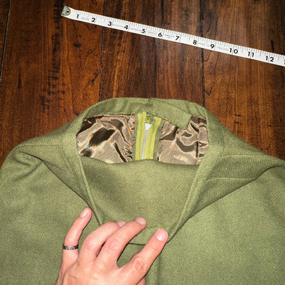 VTG USA Rockabilly Womens Dress Skirt 60s 70s Bottom Plaid Cute Green Wool