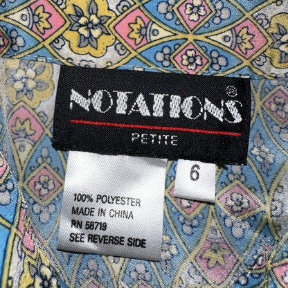 Notations Petite Shirt Womens Petite 6 Crazy Print Collared Button Down VTG