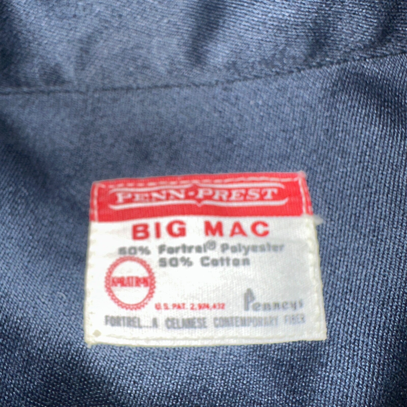 Vintage Penneys Big Mac Shirt Dark Navy Blue 70s 1970s 50/50 JC Penney