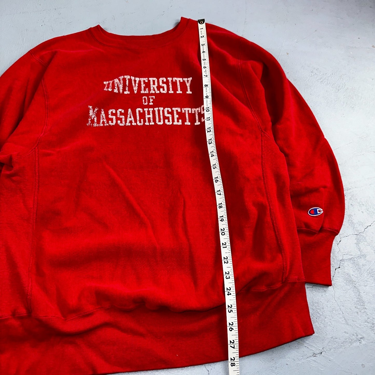 VTG 80s Champion Reverse Weave Crewneck Sweatshirt USA Massachusetts MIT Red