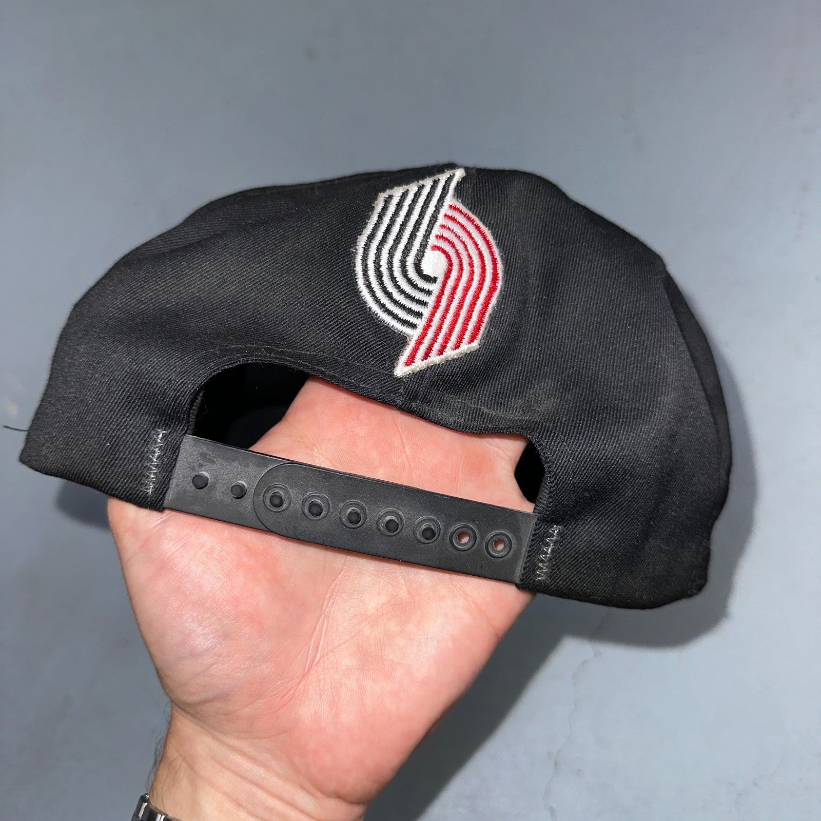 VTG 1990 NBA Finals Snapback Hat Blazers Black Red PDX USA Made Basketball Cap