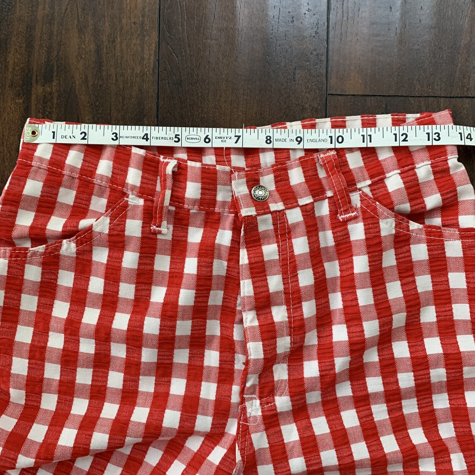Vintage Levis 60s Big E Flare Red Pants Denim Jeans Boot Cut 517 Checkerboard
