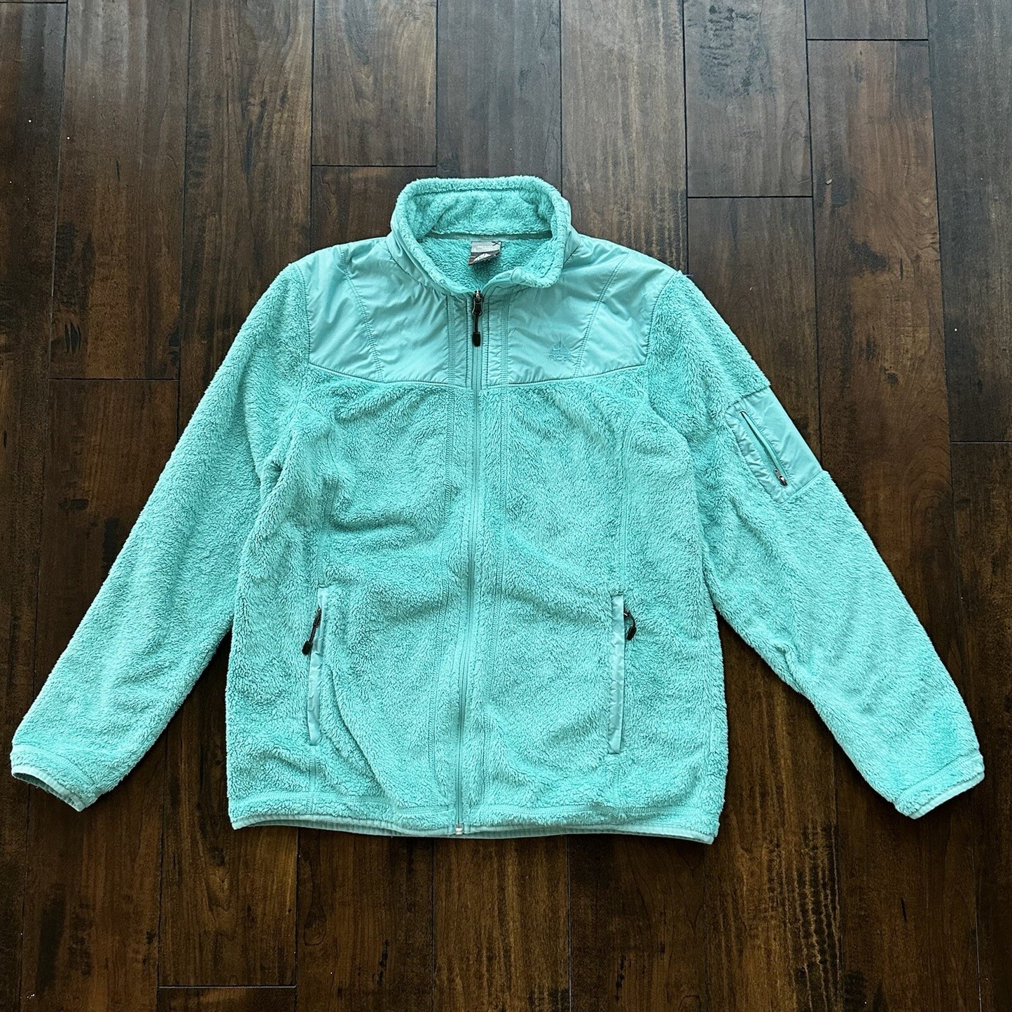 Vtg Nike ACG Womens Soft Fleece Turquoise Teal Blue Full Zip Jacket Y2K Warm