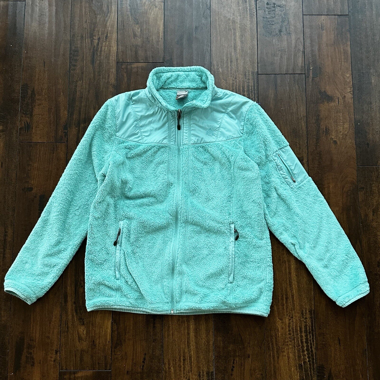 Vtg Nike ACG Womens Soft Fleece Turquoise Teal Blue Full Zip Jacket Y2K Warm