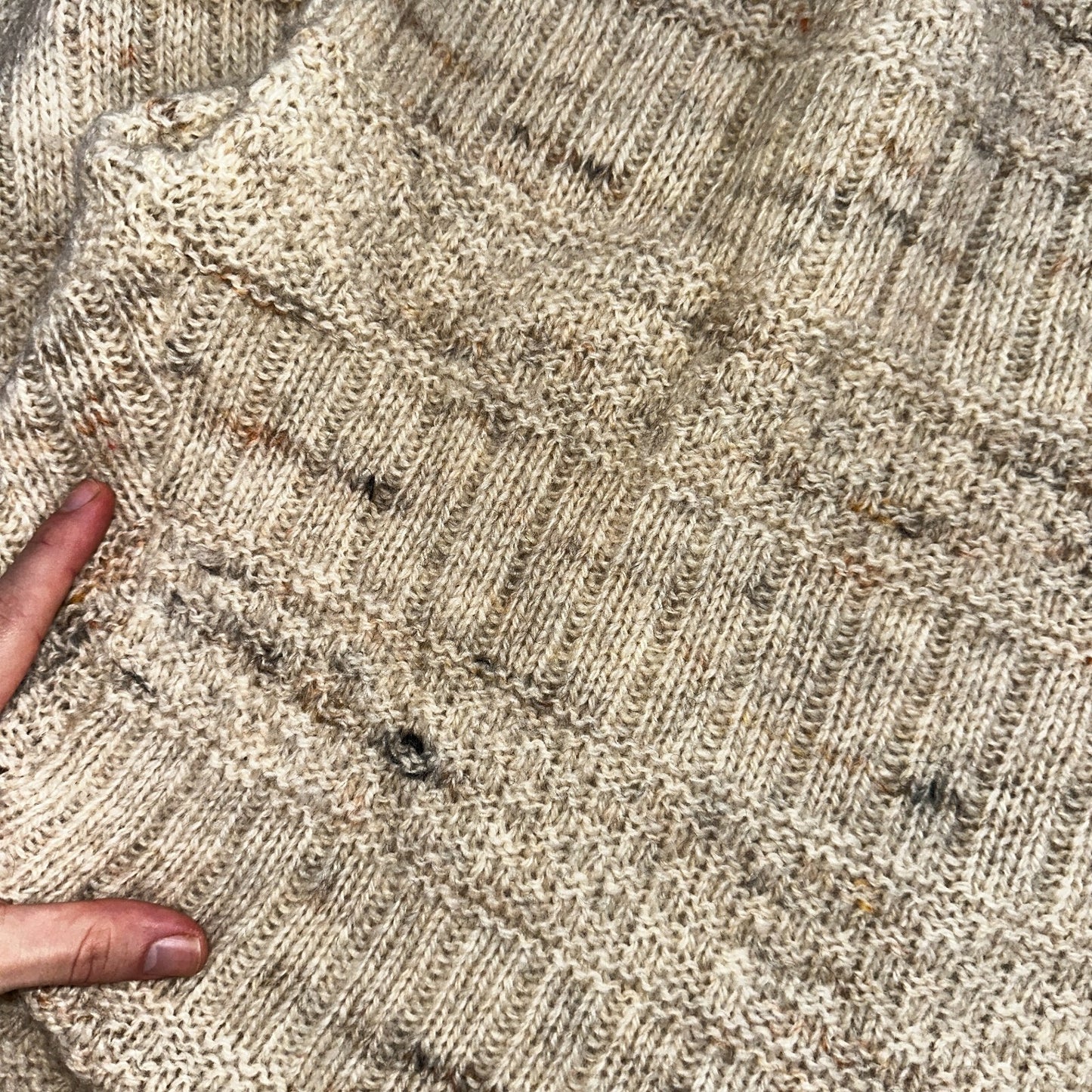 Pendleton VTG Womens V Neck Pullover Wool Sweater Ivory 1970s 70s L Fisherman