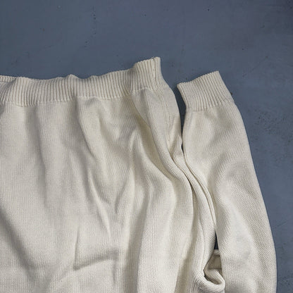 Vintage Lands' End Cardigan Sweater Men's Large White Button Front Made in USA