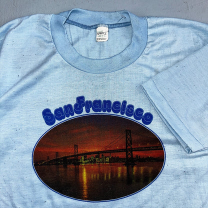 San Francisco Photo 1970s VTG T Shirt 70s Bridge USA Spruce Mayo Rare Rockabilly