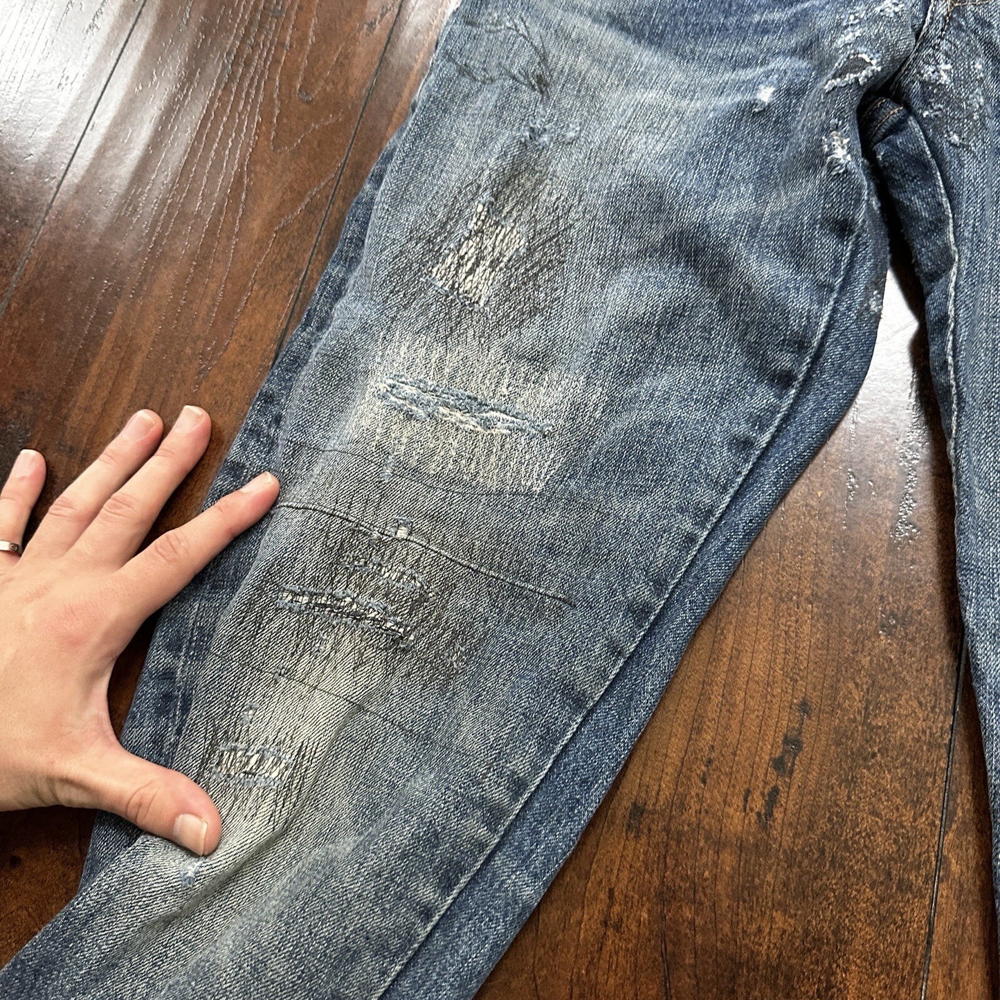 Levis LVC Big E Vintage Redline Selvedge Denim 505 Jeans USA Thrashed 28x34 501