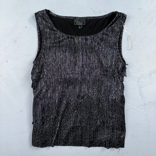 Collection Dressbarn Women's Dress Top 8 Lace Seqins - Black Sleeveless USA VTG