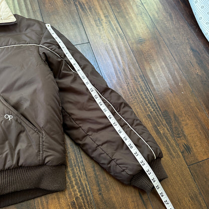 VTG Reversible Ocean Pacific Brown Insulated Puffer Jacket Double Sided 70s 80s