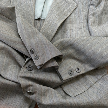 1960s 1970s Brown Striped Sport Jacket VTG Mens Suit 41 33x27 Rockabilly Wool