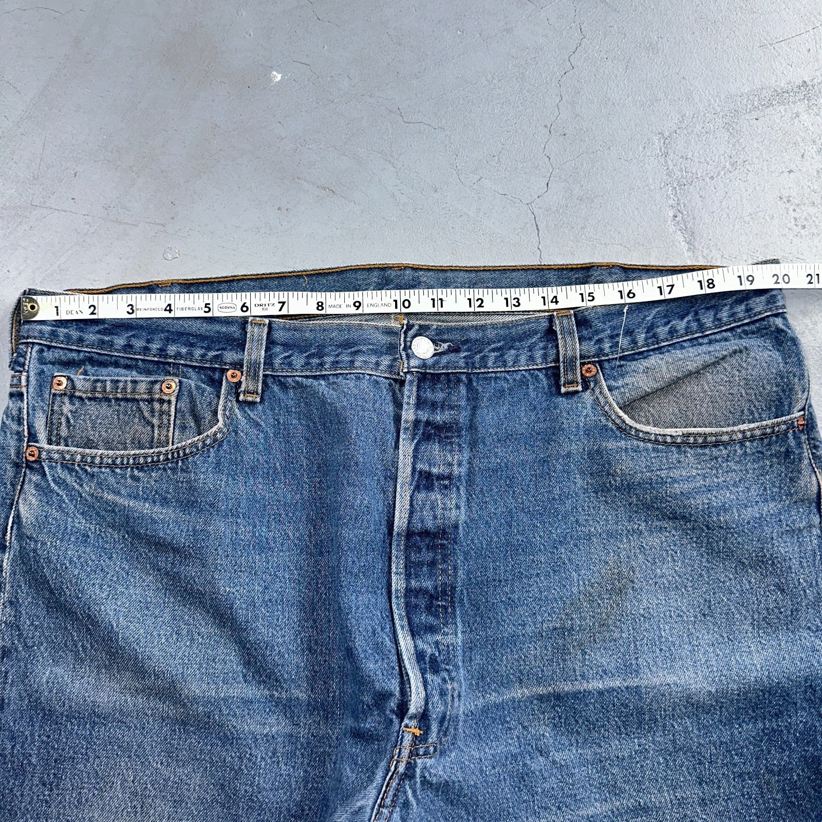 Levis 501 Vintage 90s USA XX Straight Leg Jeans Blue Med Wash 44x32 Act 40x28