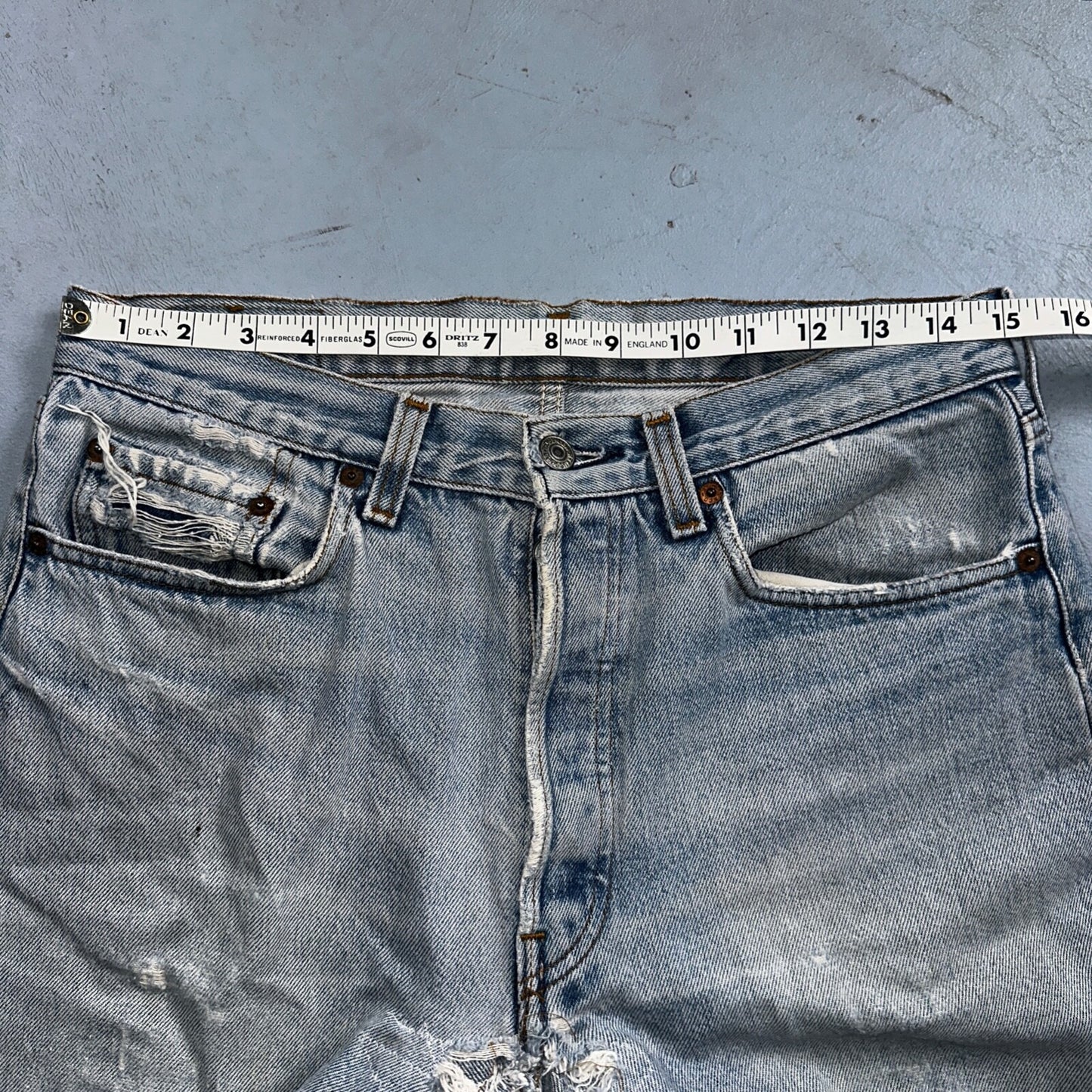 Levis 501 Vintage 80s USA XX 90s Straight Leg Jeans 33x36 Light Wash Act 30x31