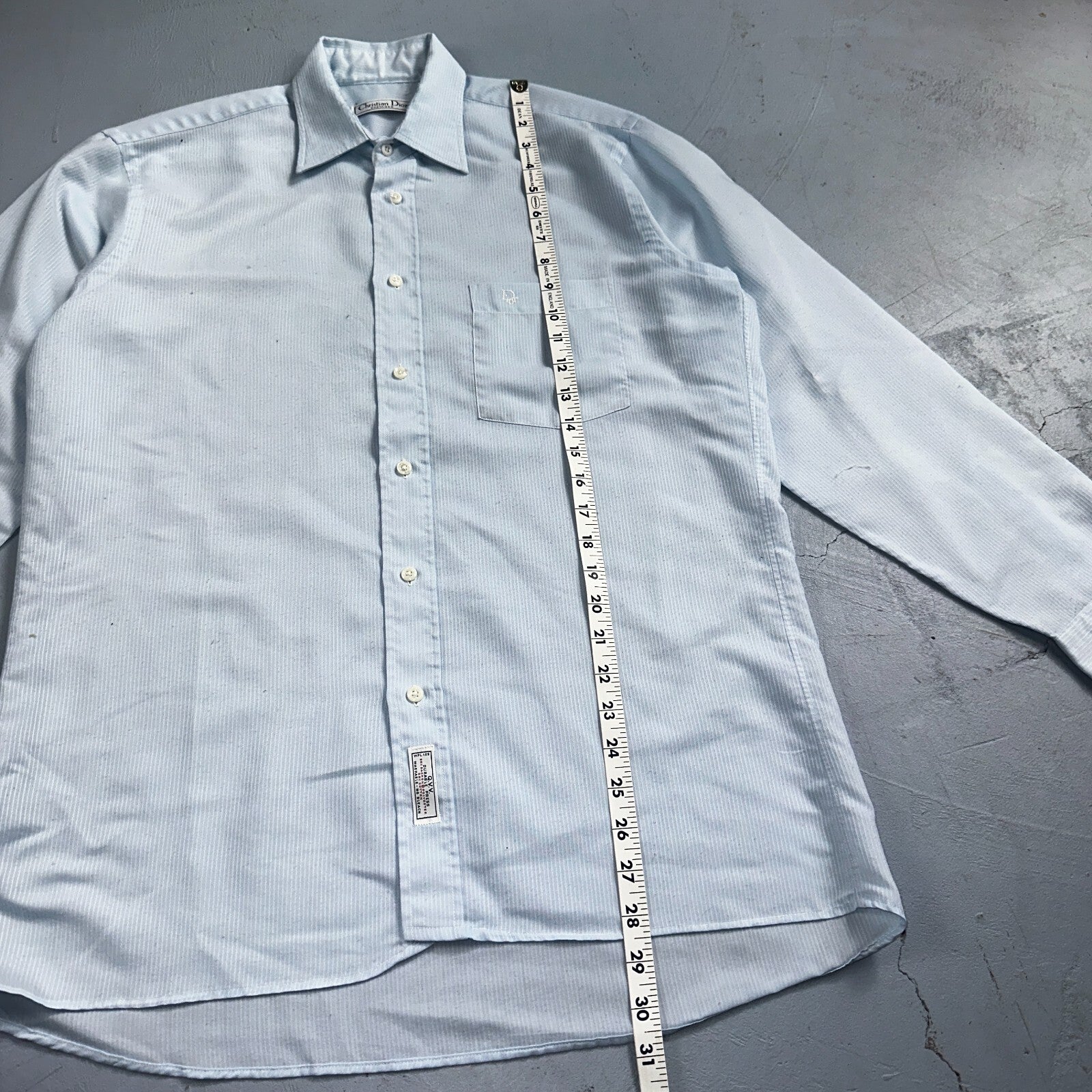 Christian Dior VTG Button Shirt Long Sleeve Men’s 16.5 Blue Basic Chemises QVV