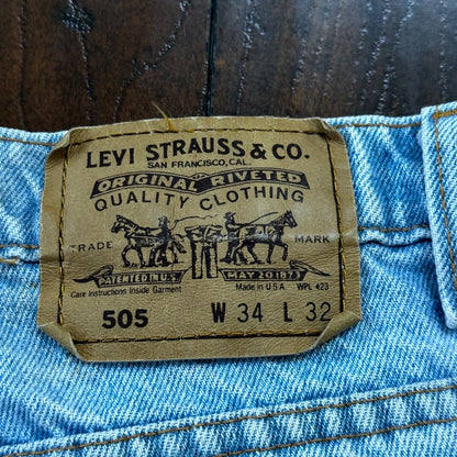 Vintage 80s Levis 505 Light Blue 70s Jeans USA Orange Tab 34x32 Act 31x30