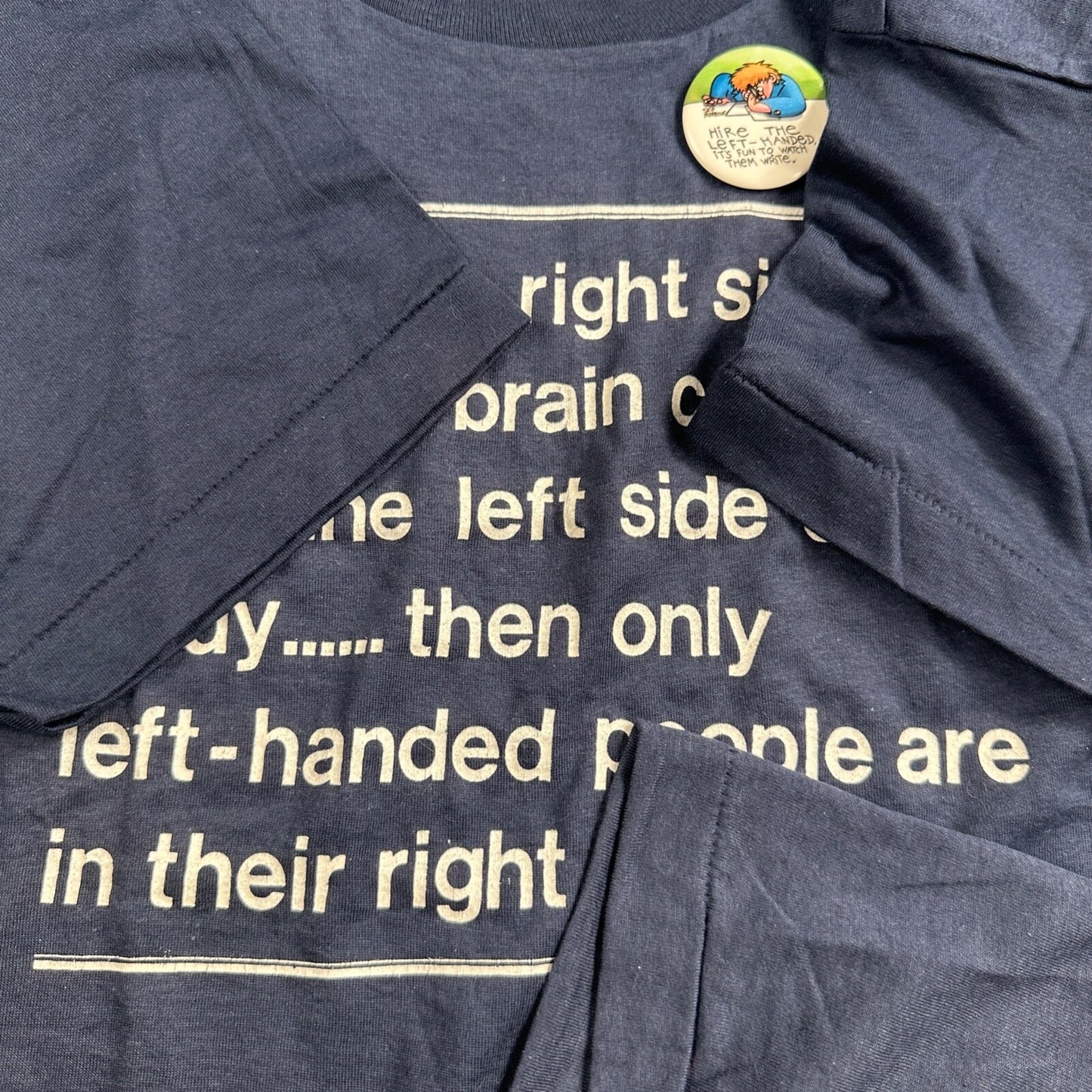 Left Side Brain 80s VTG T Shirt Single Stitch Button Funny Humor Joke Right Head