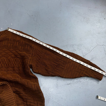Vintage Saks Fifth Avenue Sweater 100% Cotton Mens M Brown Pullover Mock Neck