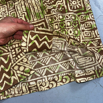 1950s Cotton Hawaiian Green Short Sleeve Button Down Shirt Rockabilly 50s Boxy