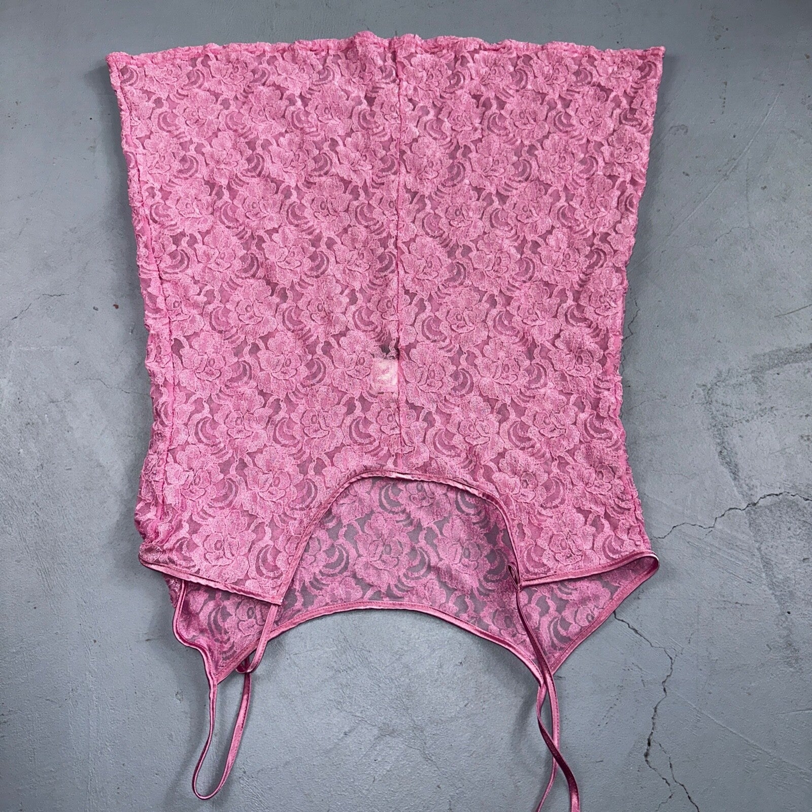 Soft Sensations 80s VTG Women's Lace Trim Satin Mini Slip Lingerie Dress Pink