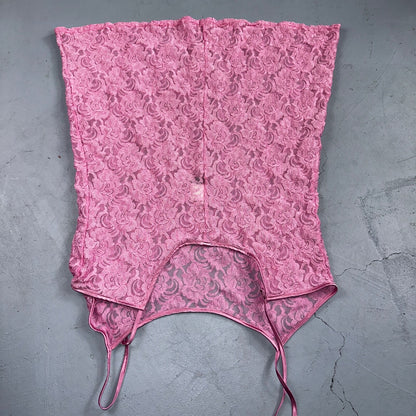 Soft Sensations 80s VTG Women's Lace Trim Satin Mini Slip Lingerie Dress Pink