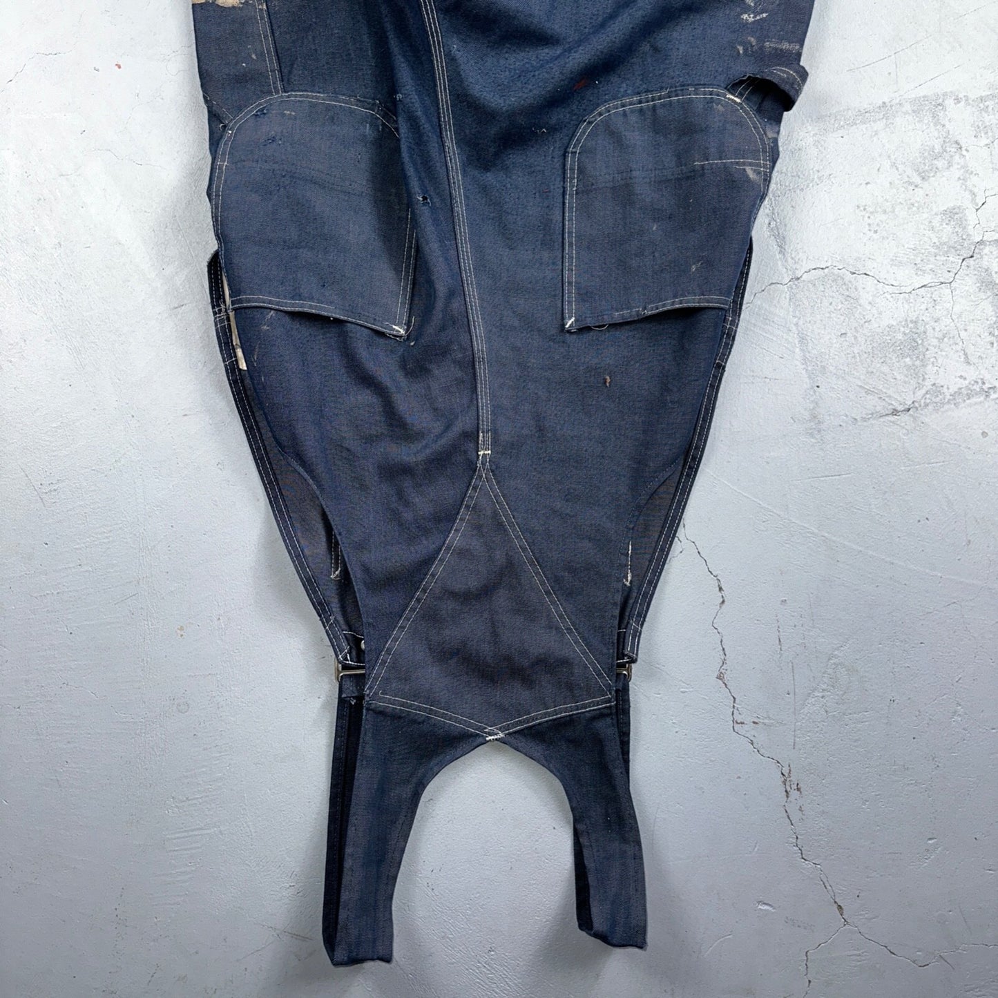 Vintage Sears Sanforized Denim Union Made Blue Jean Bib Overalls 36x28 60s