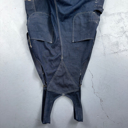 Vintage Sears Sanforized Denim Union Made Blue Jean Bib Overalls 36x28 60s