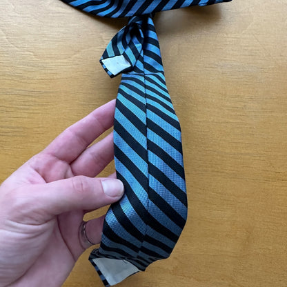 Vintage 1960s Tie Navy Light Blue Stripes 60s Rockabilly Wedding Casual