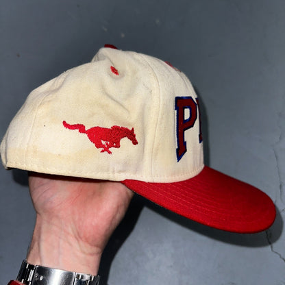 PHS VTG Hat Cap Snapback Sports Football Red White Running Horse Mustang USA