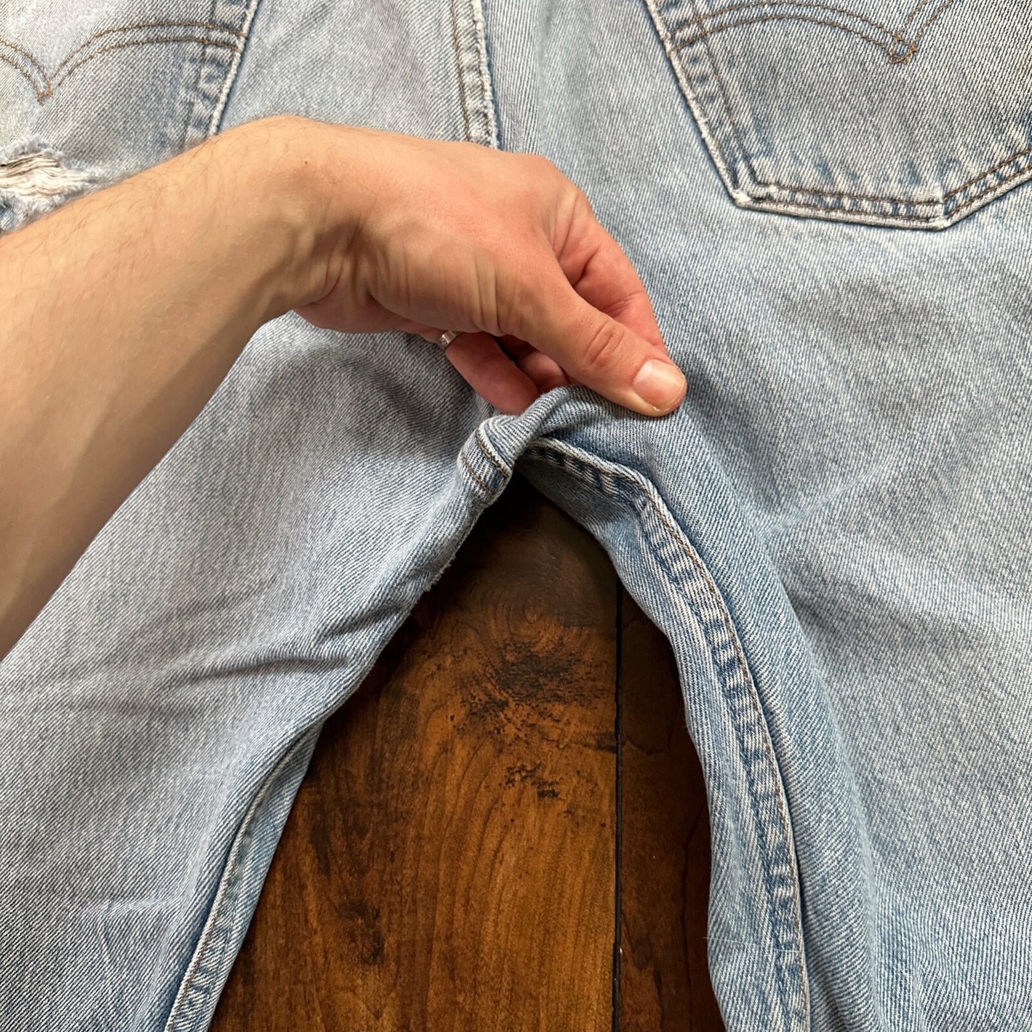 VTG 90s Levis 501 Button Fly 38x33 USA Tag Jeans Straight Wash Blue XX Act 34x28