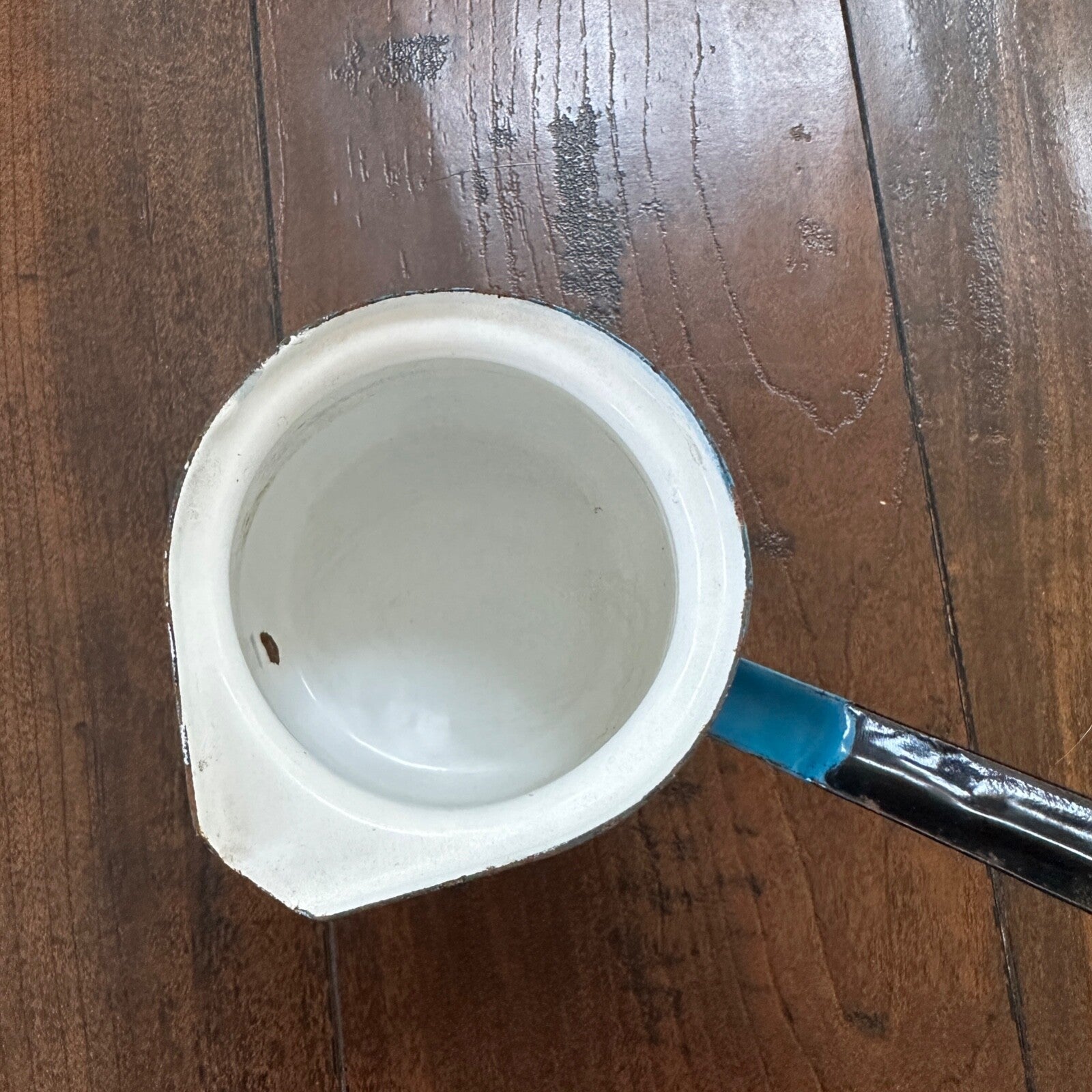 VTG Antique Blue Milk Warmer Primitive Cooking Pot Barista Tool Poland