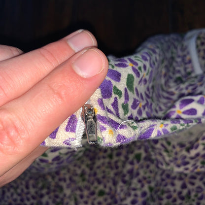 70s Women's Vintage House Dress Kaftan MuMu Shift Purple Floral 80s Hipster Cute