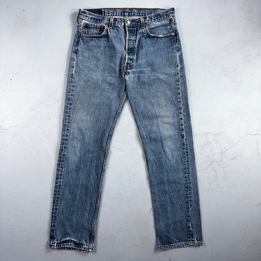 Levis 501 Vintage 90s USA XX Straight Leg Jeans Blue Light Wash 35x34 Act 33x31