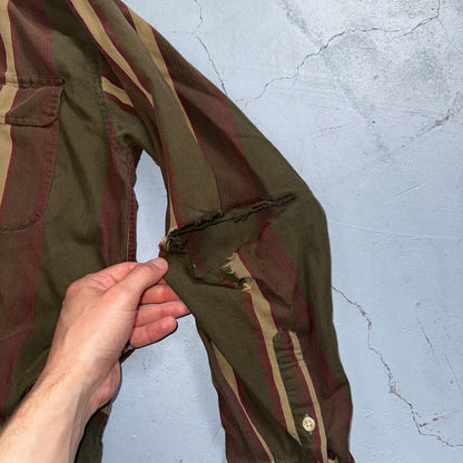 Tommy Hilfiger Mens Striped Shirt Vintage 90s Crest & Long Sleeves XL Has Holes