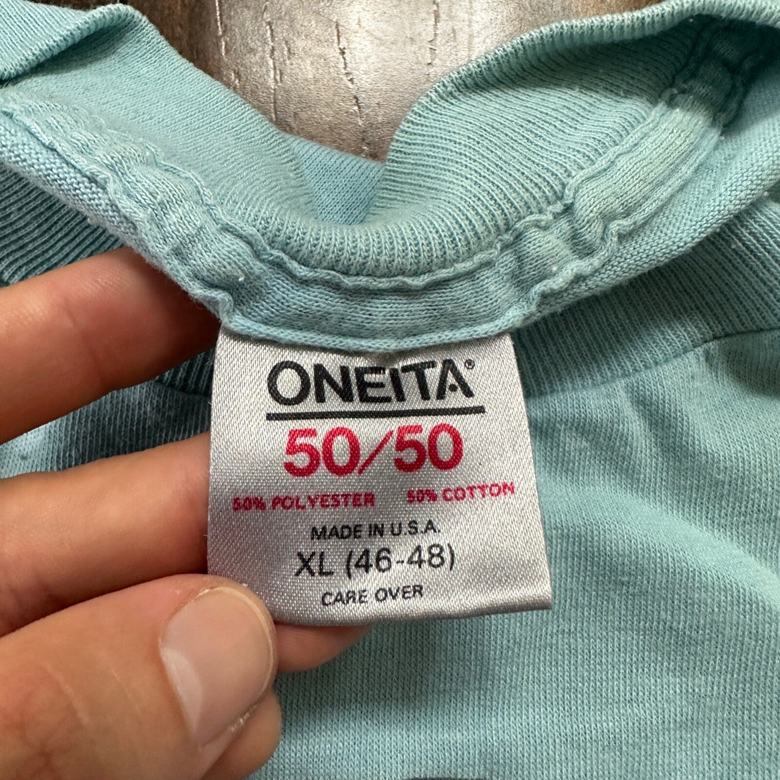 Oneita Street Scape Celebration Vintage T Shirt 80s Blue Single Stitch Oregon