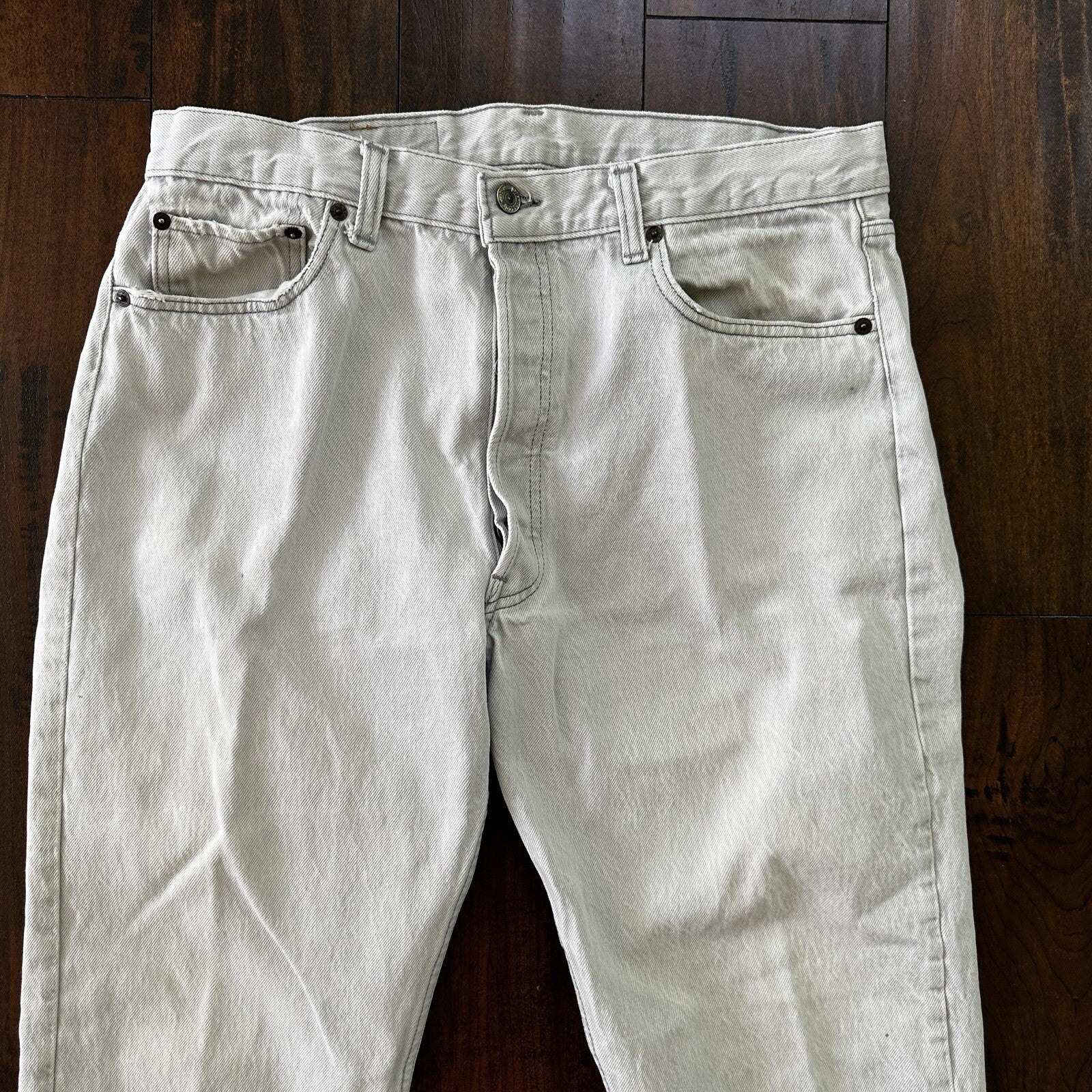 Vintage 90s Levis 501 USA 36x30 Tag Jeans 80s Blue Light Bleach Wash Act 32x29