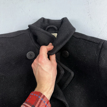 LL Bean Blue 100% Wool Pea Coat 3M Thinsulate Double Breasted Women’s Sz 10 VTG