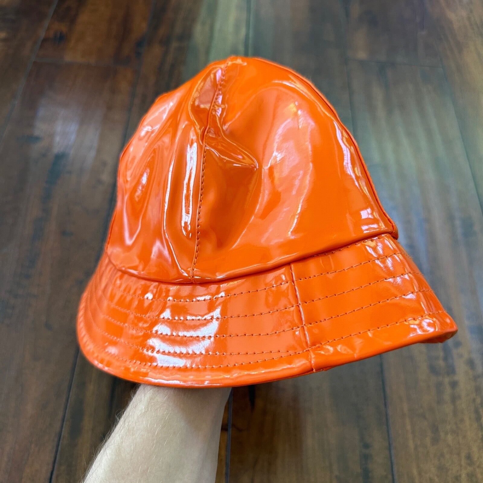 Y2K David & Young Women's Solid Rain Bucket Hat Orange VTG style 90s Cool Cap