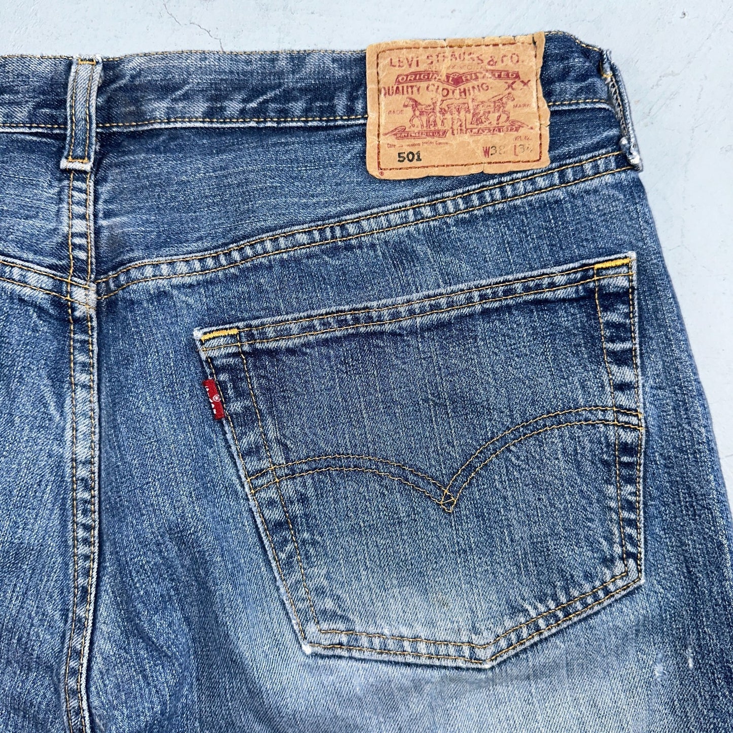 Levis 501 Vintage 90s Spain XX Straight Leg Jeans Blue Med Wash 38x34 Act 38x33