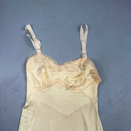 Vintage 1970s Charm Lingerie Slip Dress Sleepwear Full Sweep Nightgown Lace 70s