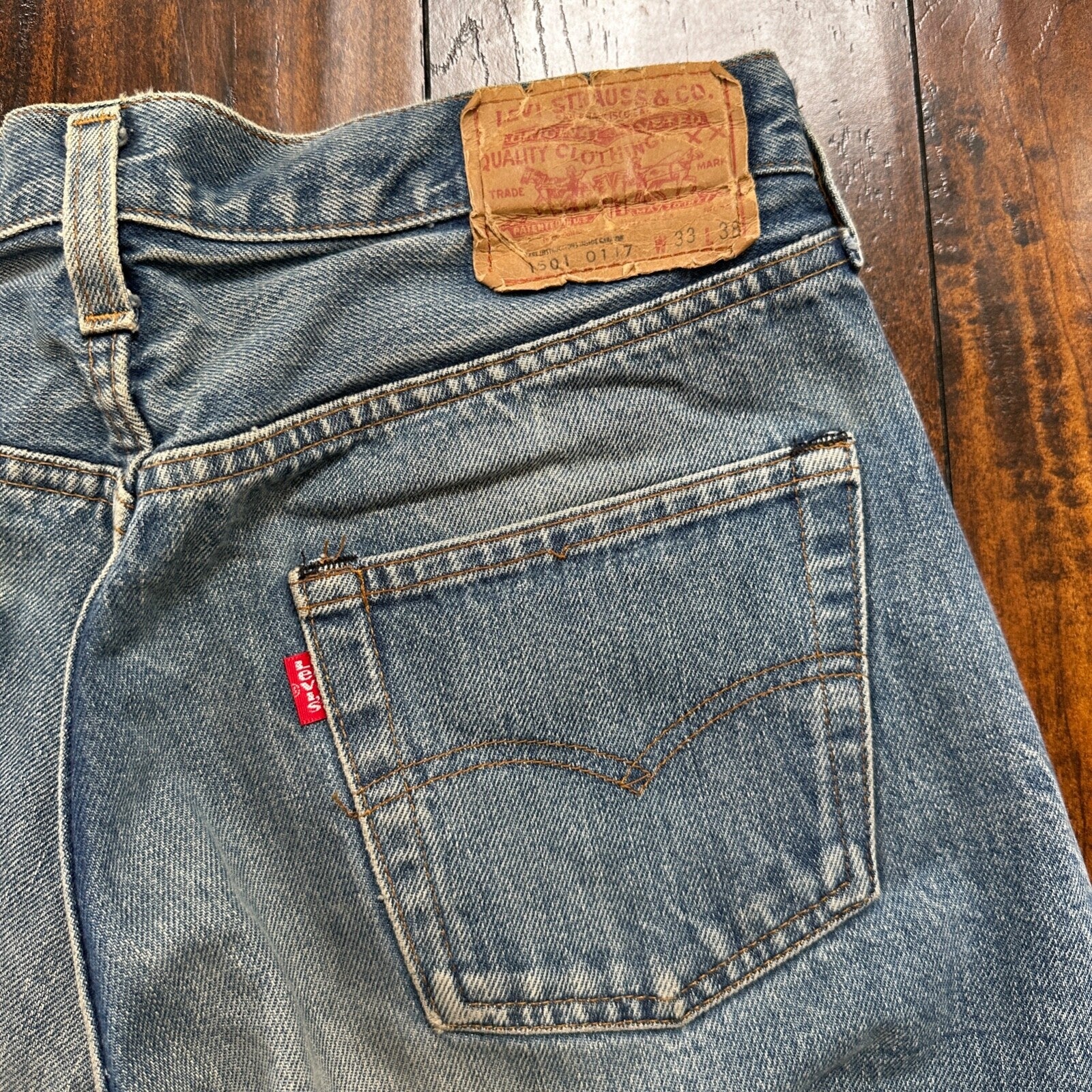 Levis Vintage 80s Redline Selvedge USA 501 XX Jeans 66 70s Light 33x38 Act 30x33