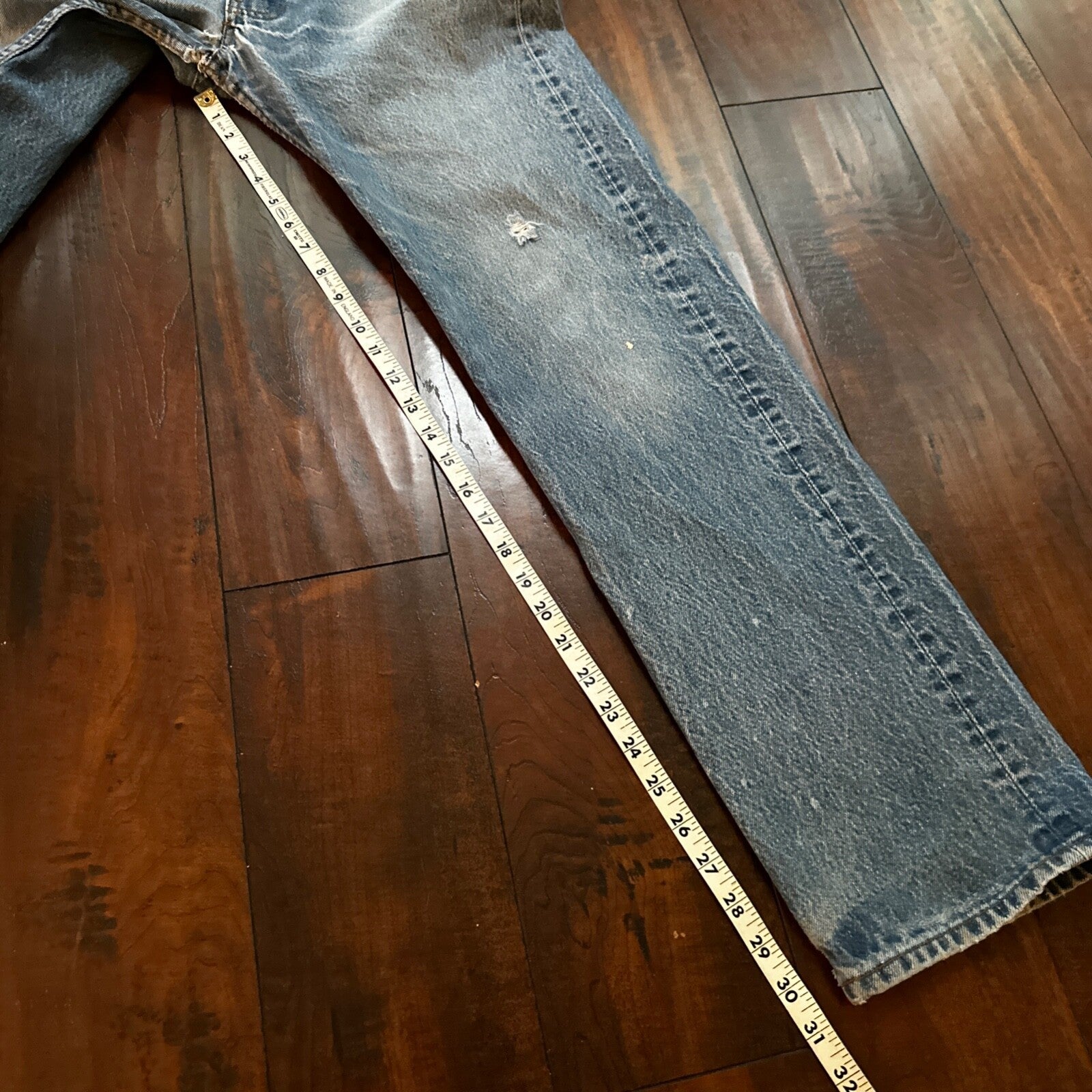 VTG 80s Levis 501 Button Fly 35x32 USA Tag Jeans Straight Wash Blue XX Act 31x31