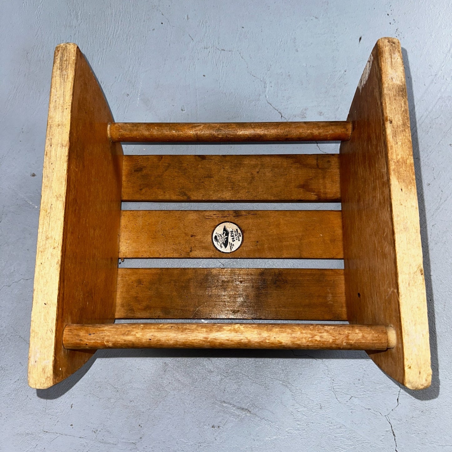 Sit Down Step Up Stool Chair DEKTO Wooden Toys Animal Alphabet VTG Primative